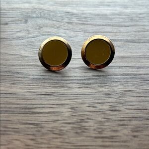 Gold Circular Stud Earrings